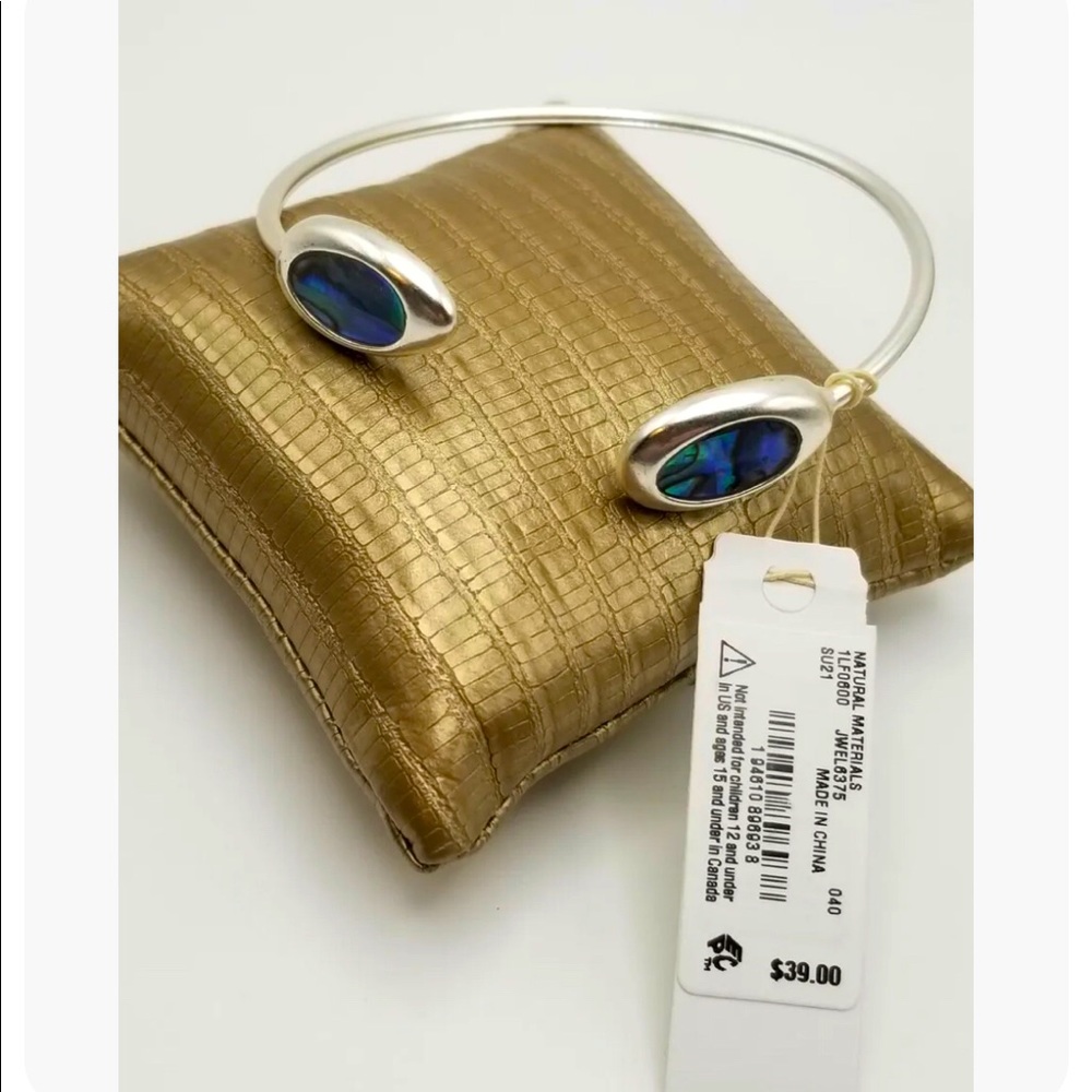Lucky Brand Abalone Silvertone Cuff Bracelet